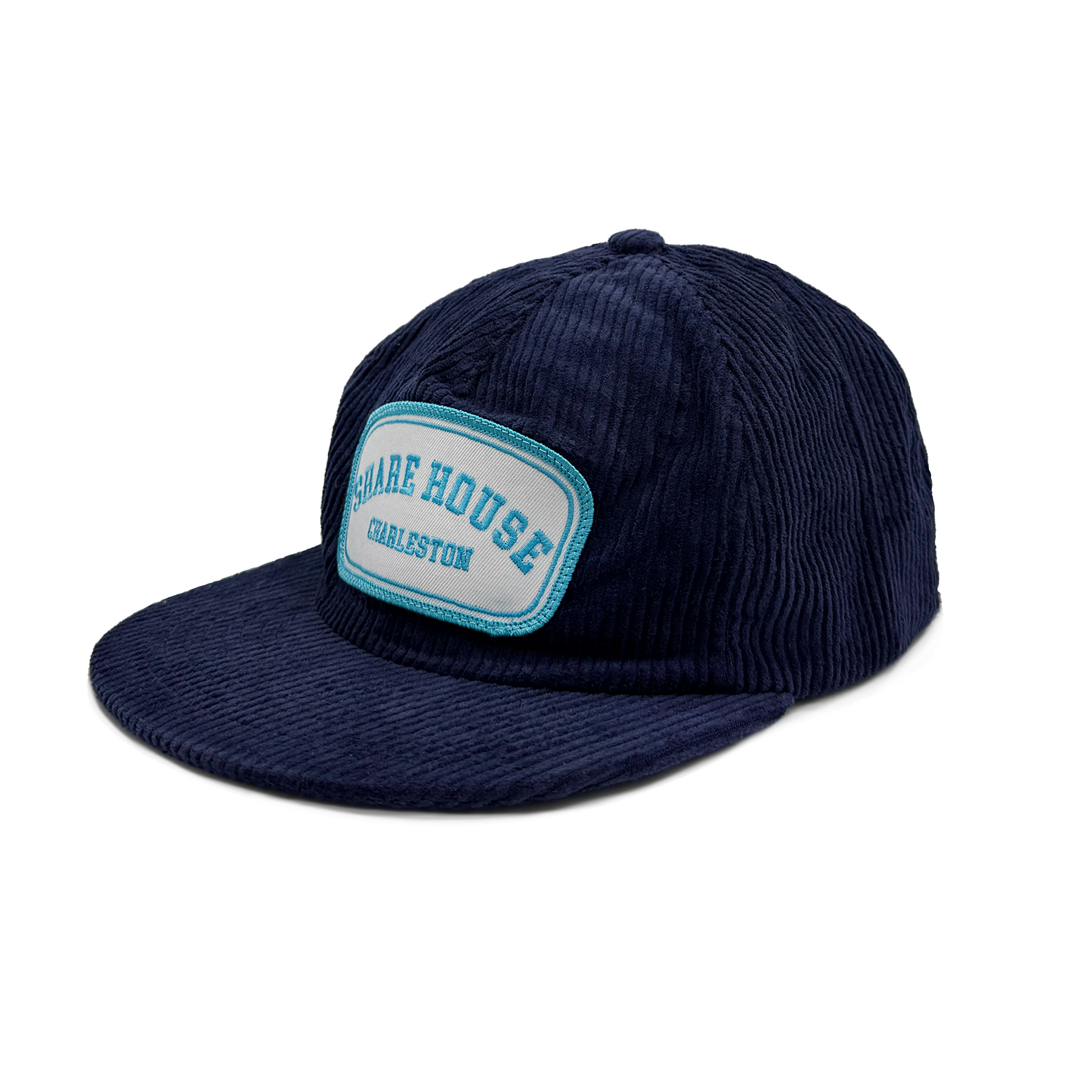 Corduroy Dark Blue and Blue Patch Hat