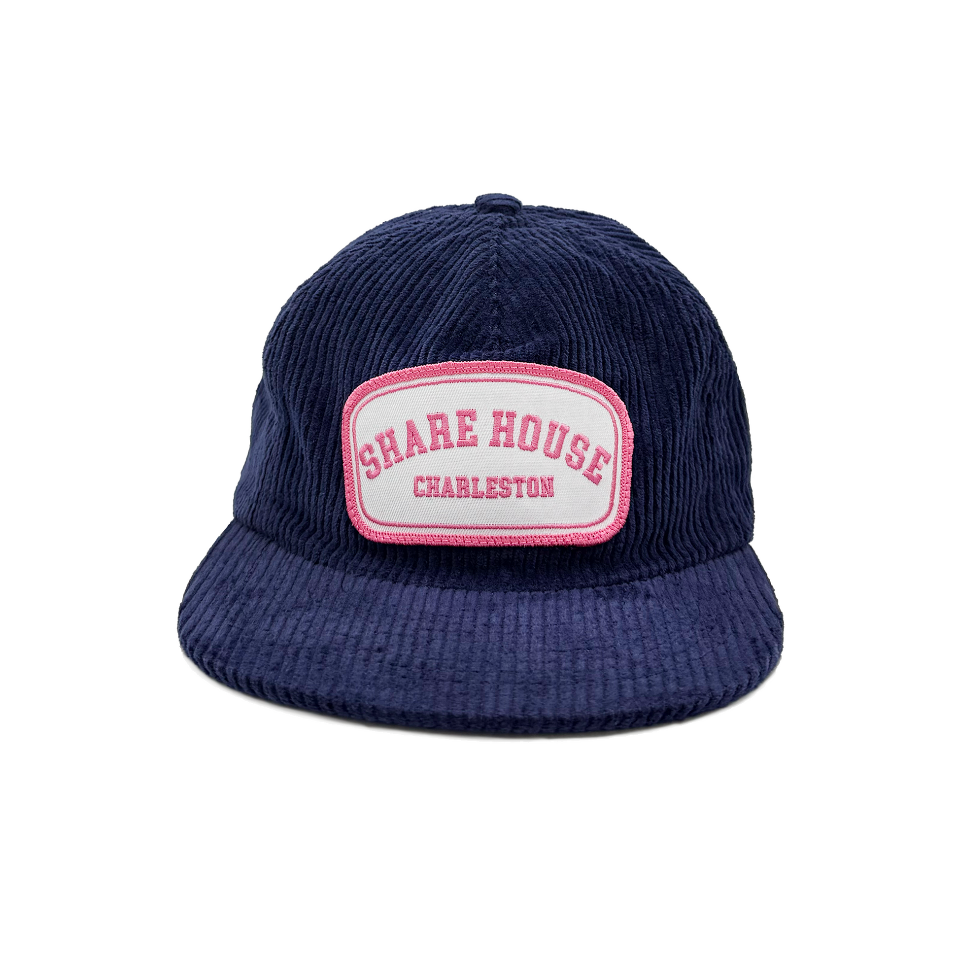 Corduroy Dark Blue and Pink Patch Hat