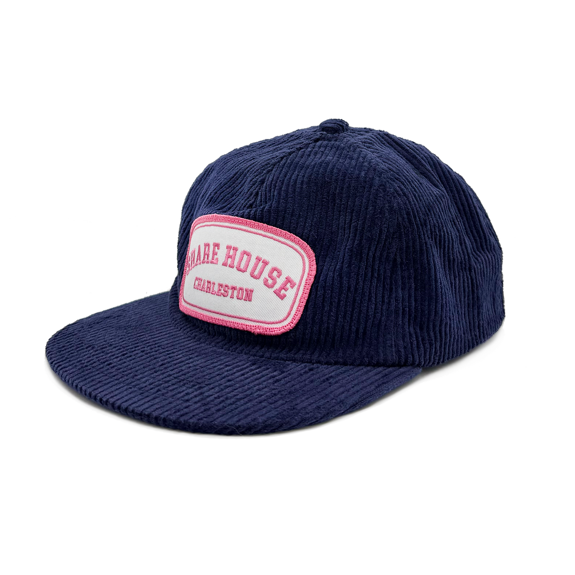 Corduroy Dark Blue and Pink Patch Hat